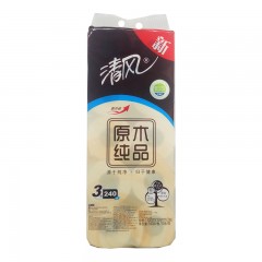 清风卷纸巾B22A3C1(240段3层原木）10卷/提